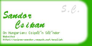 sandor csipan business card